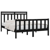 Bed Frame without Mattress Black Solid Wood Pine 150x200 cm
