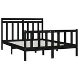 Bed Frame without Mattress Black Solid Wood Pine 150x200 cm