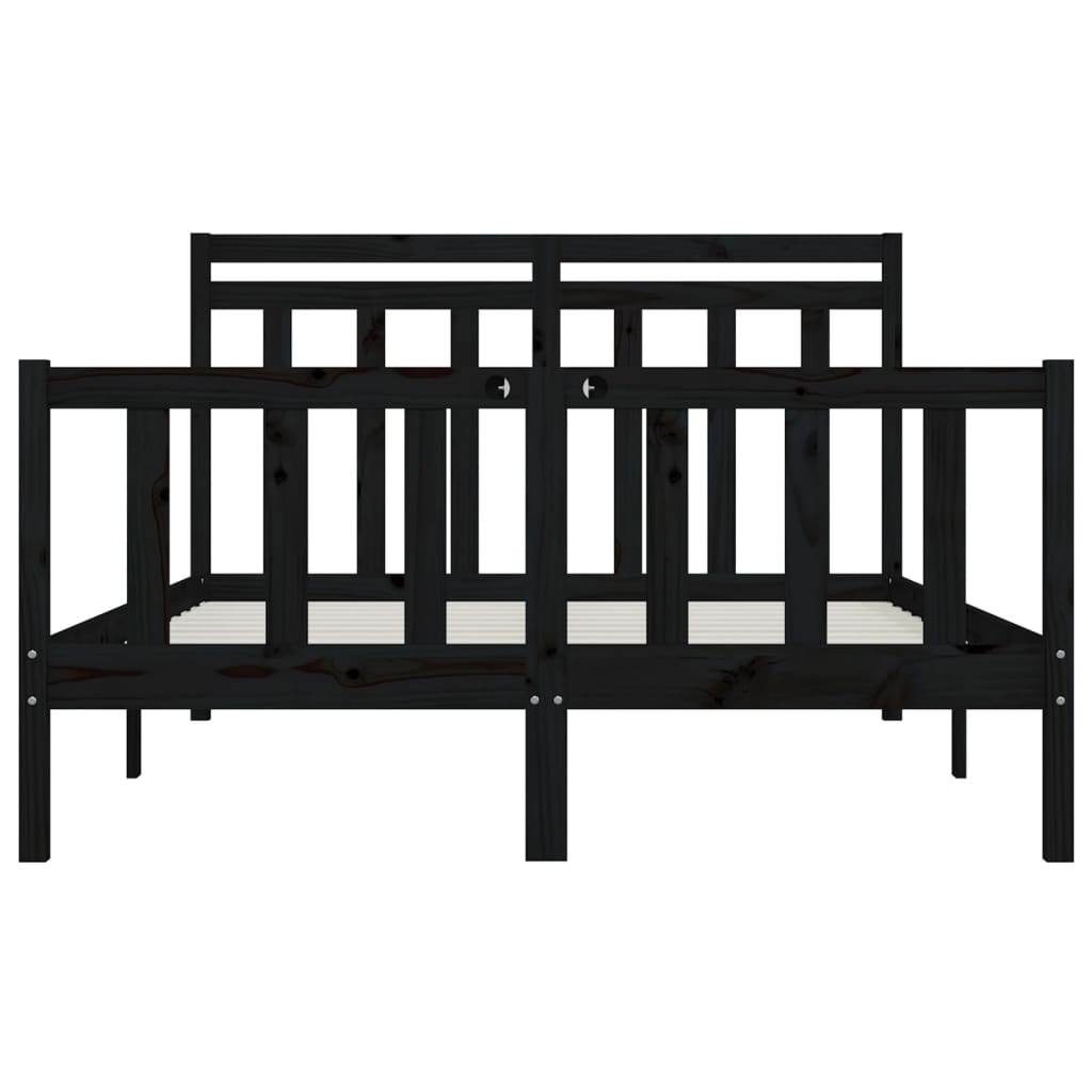 Bed Frame without Mattress Black Solid Wood Pine 150x200 cm