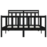 Bed Frame without Mattress Black Solid Wood Pine 150x200 cm