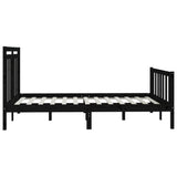 Bed Frame without Mattress Black Solid Wood Pine 150x200 cm - Rear View
