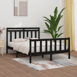 Bed Frame without Mattress Black Solid Wood Pine 150x200 cm