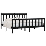 Bed Frame without Mattress Black Solid Wood Pine 183x203 cm King - Side View