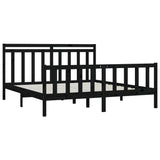 Bed Frame without Mattress Black Solid Wood Pine 183x203 cm King - Top-Down View