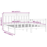 Bed Frame without Mattress Black Solid Wood Pine 183x203 cm King