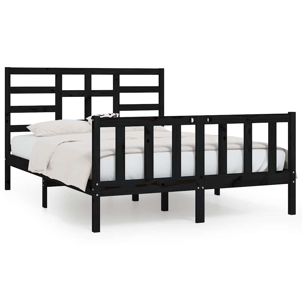 Bed Frame without Mattress Black 150x200 cm Solid Wood