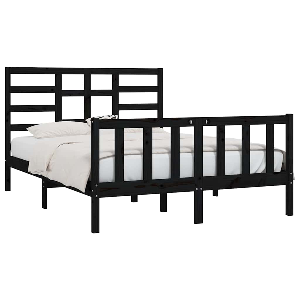 Bed Frame without Mattress Black 150x200 cm Solid Wood