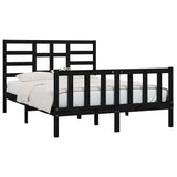 Bed Frame without Mattress Black 150x200 cm Solid Wood - Side View