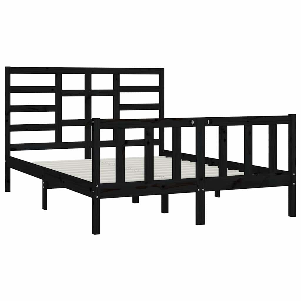 Bed Frame without Mattress Black 150x200 cm Solid Wood