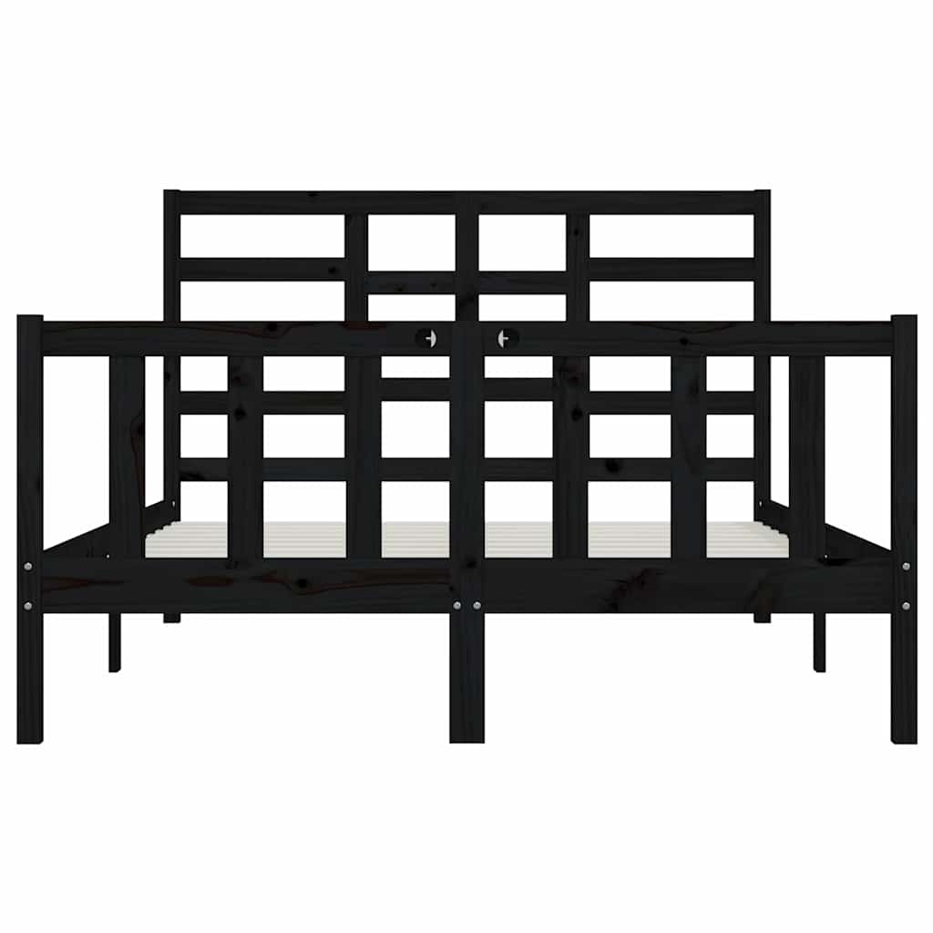 Bed Frame without Mattress Black 150x200 cm Solid Wood