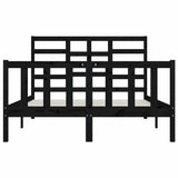 Bed Frame without Mattress Black 150x200 cm Solid Wood - 45-Degree Angle
