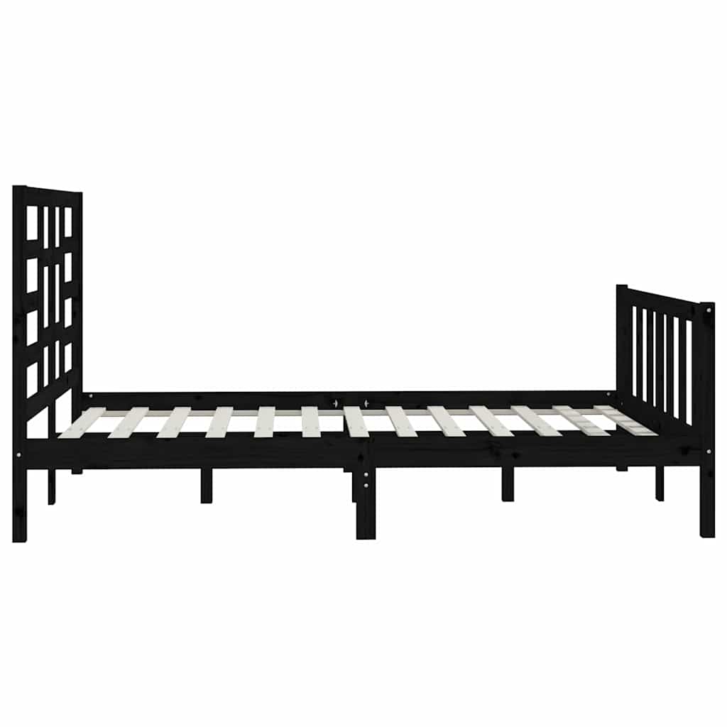 Bed Frame without Mattress Black 150x200 cm Solid Wood