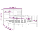 Bed Frame without Mattress Black 150x200 cm Solid Wood - Low Angle