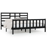 Bed Frame without Mattress Black 183x203 cm King Solid Wood
