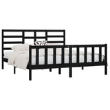 Bed Frame without Mattress Black 183x203 cm King Solid Wood - Side View