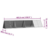 Rabbit Cage Anthracite 403.5x80.5x71 cm Galvanised Steel - Rear View