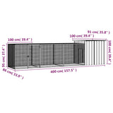 Chicken Cage Anthracite 400x91x100 cm Galvanised Steel - 45-Degree Angle