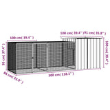 Chicken Cage Grey 300x91x100 cm Galvanised Steel - 45-Degree Angle
