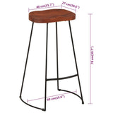 Gavin Bar Stools 2 pcs 50x40x78 cm Solid Wood Mango - Extra Image