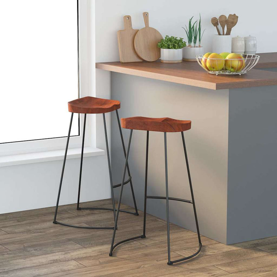 Gavin Bar Stools 2 pcs 50x40x78 cm Solid Wood Mango