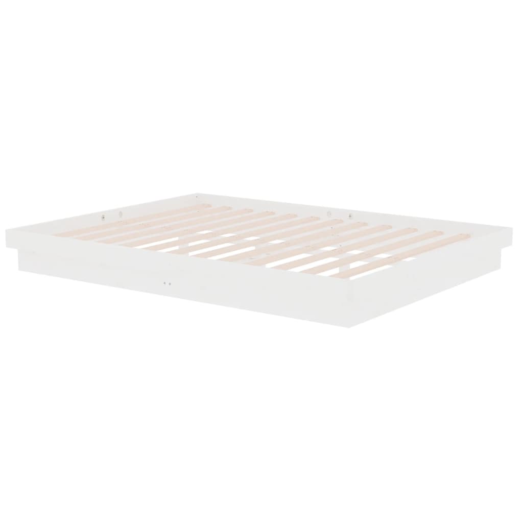 Bed Frame without Mattress White Solid Wood 150x200 cm