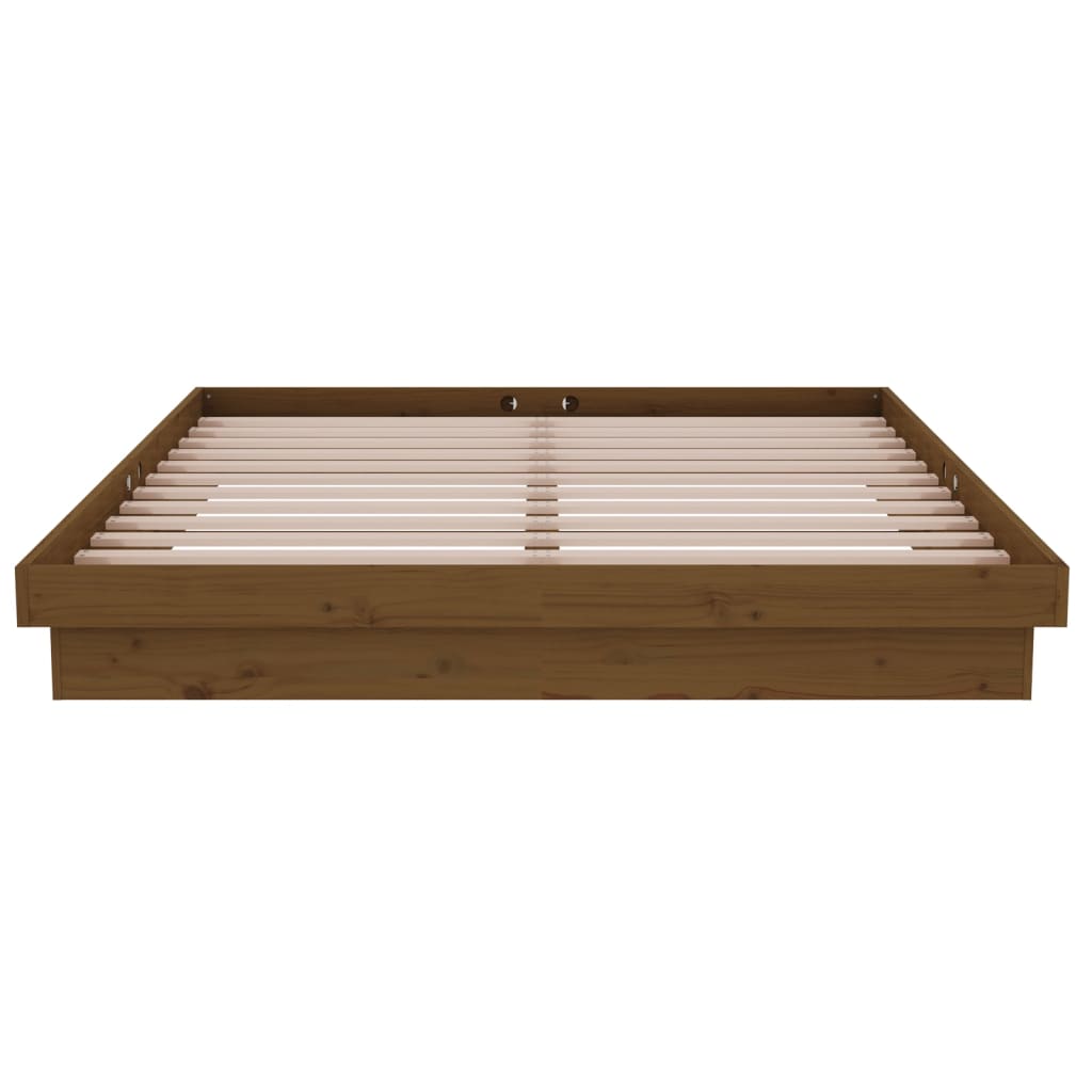 Bed Frame without Mattress Honey Brown Solid Wood 150x200 cm
