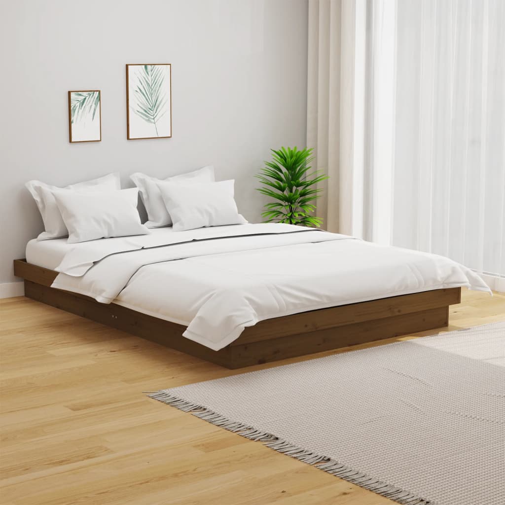 Bed Frame without Mattress Honey Brown Solid Wood 150x200 cm