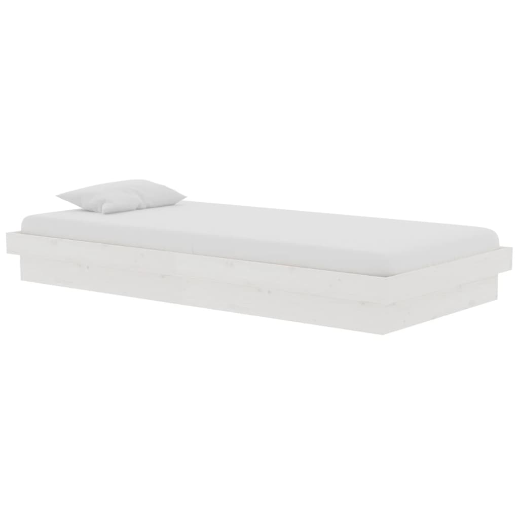 Bed Frame without Mattress White Solid Wood 90x190 cm