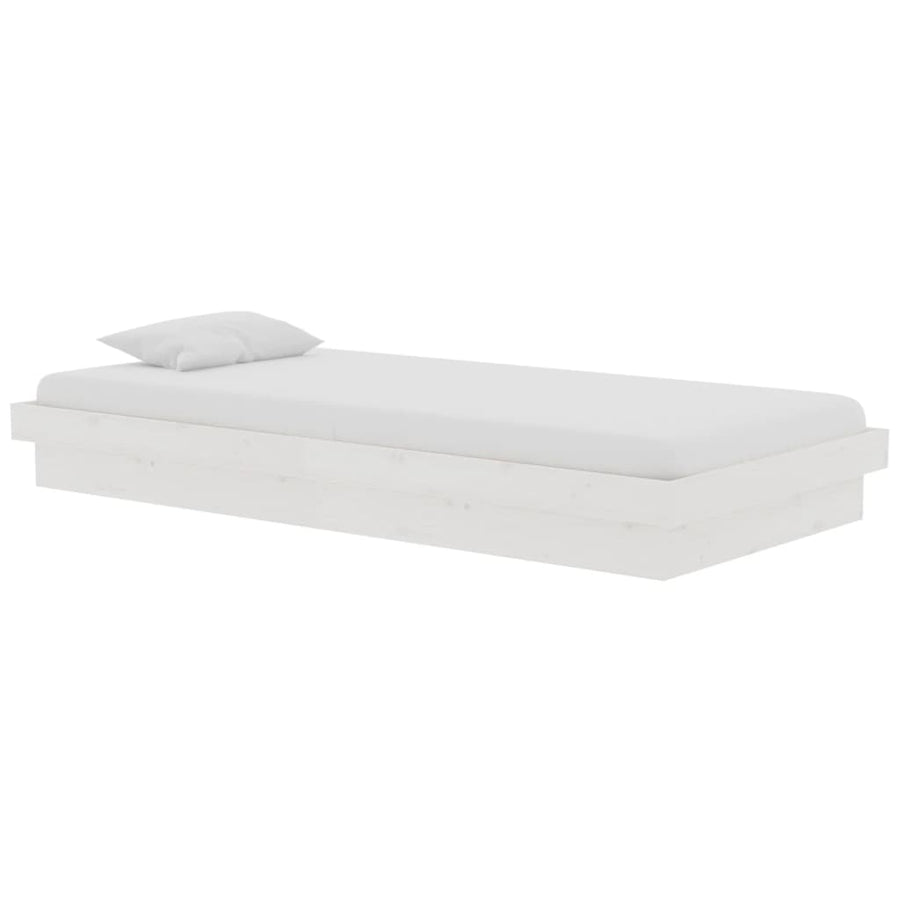 Bed Frame without Mattress White Solid Wood 90x190 cm