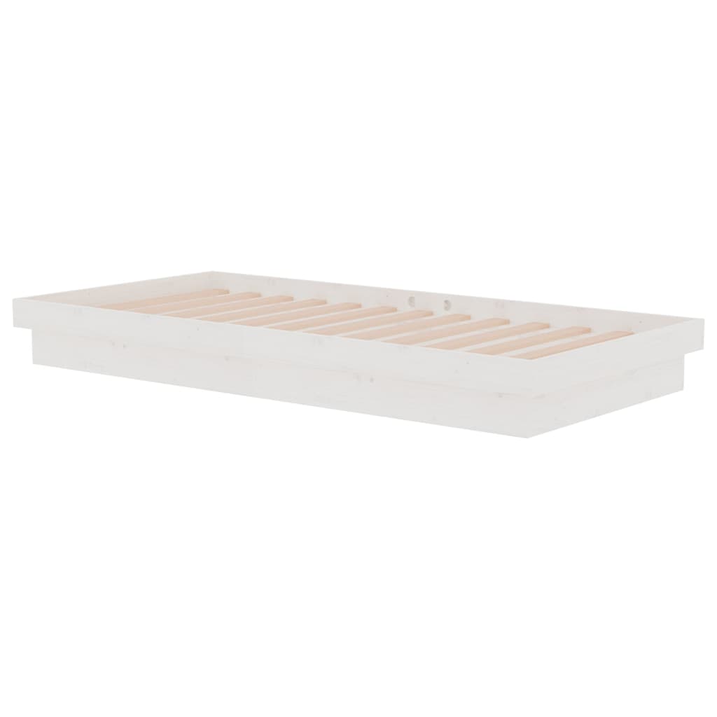 Bed Frame without Mattress White Solid Wood 90x190 cm
