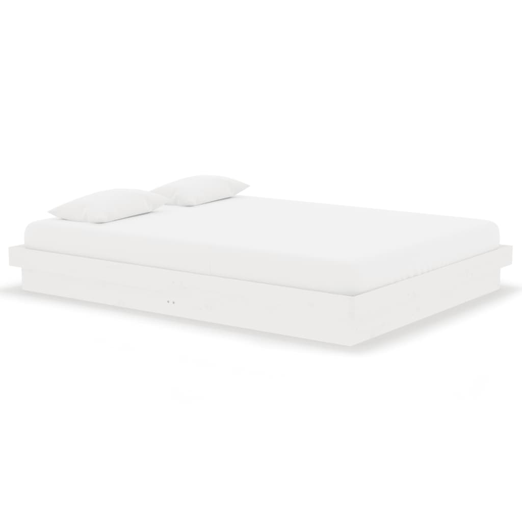Bed Frame without Mattress White Solid Wood 135x190 cm