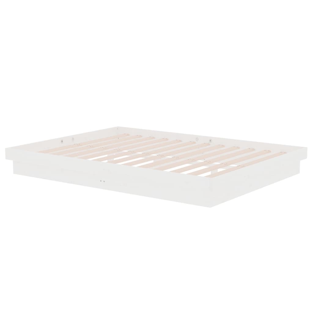 Bed Frame without Mattress White Solid Wood 135x190 cm