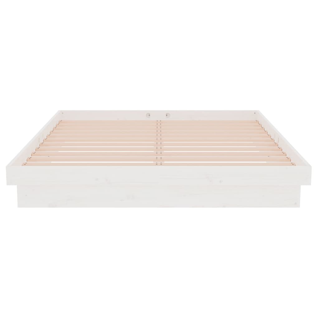 Bed Frame without Mattress White Solid Wood 135x190 cm