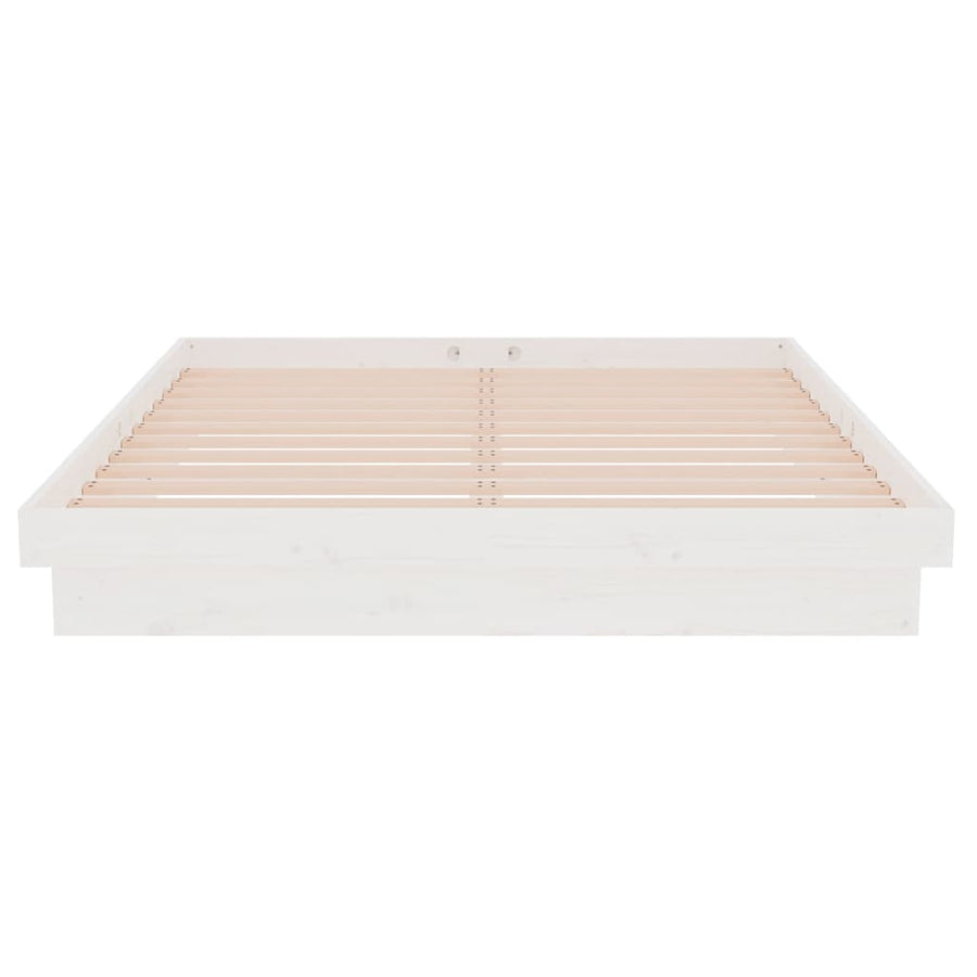Bed Frame without Mattress White Solid Wood 135x190 cm