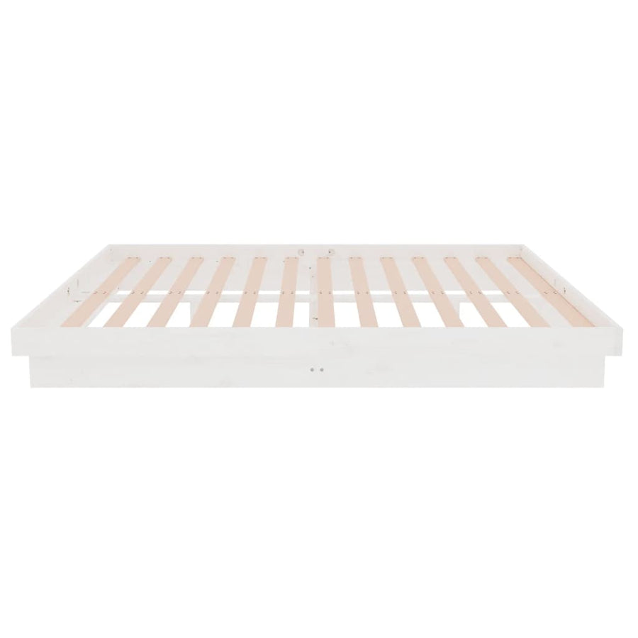 Bed Frame without Mattress White Solid Wood 135x190 cm