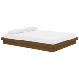 Bed Frame without Mattress Honey Brown Solid Wood 135x190 cm