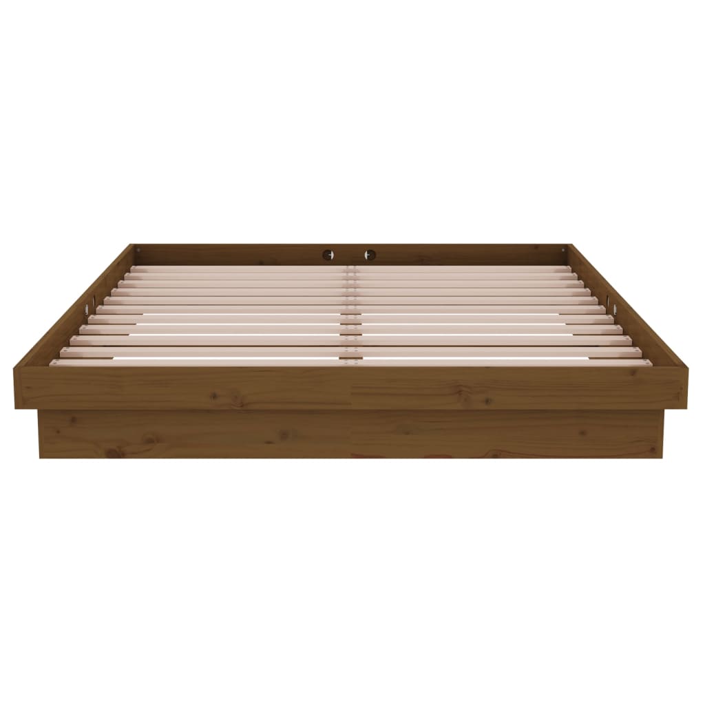 Bed Frame without Mattress Honey Brown Solid Wood 135x190 cm