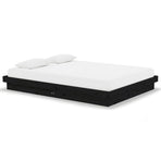 Bed Frame without Mattress Black Solid Wood 135x190 cm