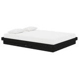 Bed Frame without Mattress Black Solid Wood 135x190 cm
