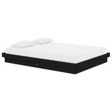 Bed Frame without Mattress Black Solid Wood 135x190 cm - Side View