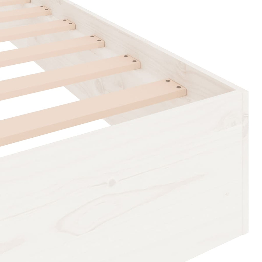 Bed Frame without Mattress White Solid Wood 180x200 cm