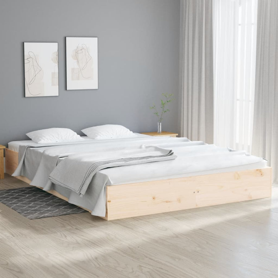 Bed Frame without Mattress Solid Wood 150x200 cm King Size
