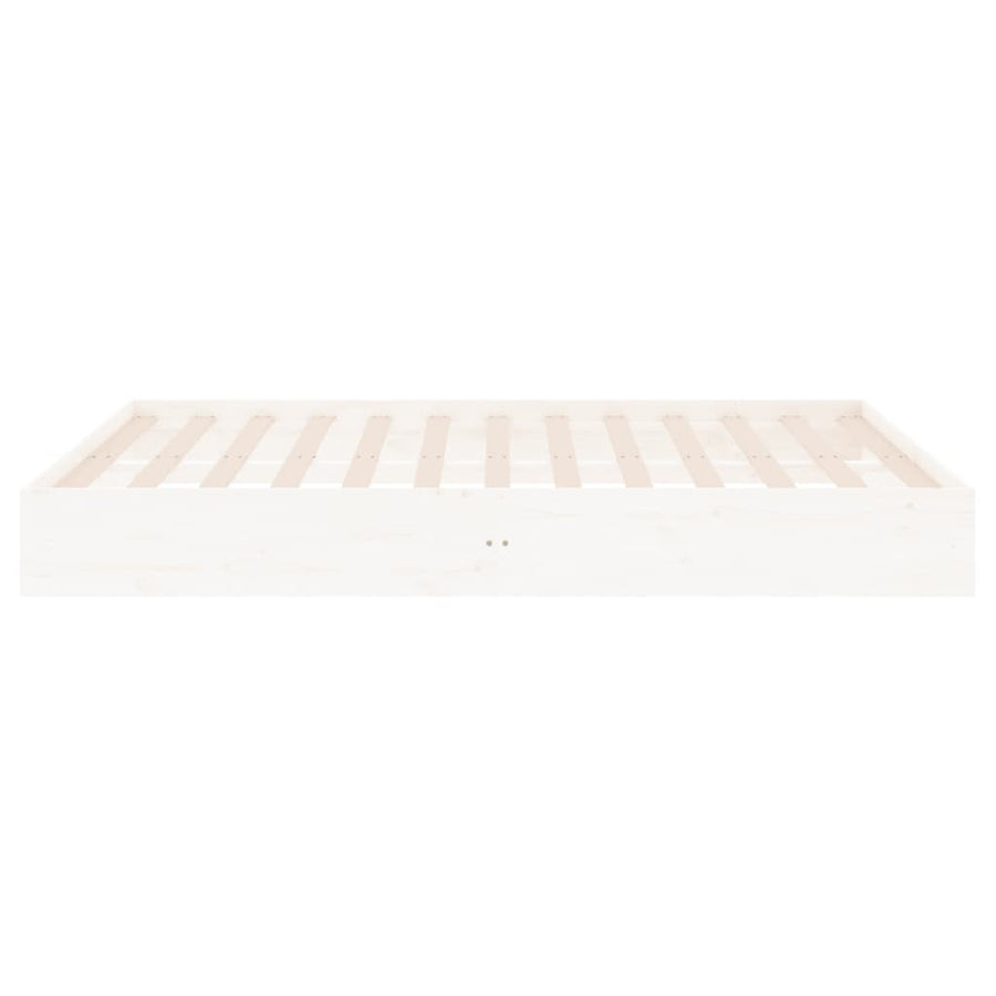 Bed Frame without Mattress White Solid Wood 150x200cm King Size