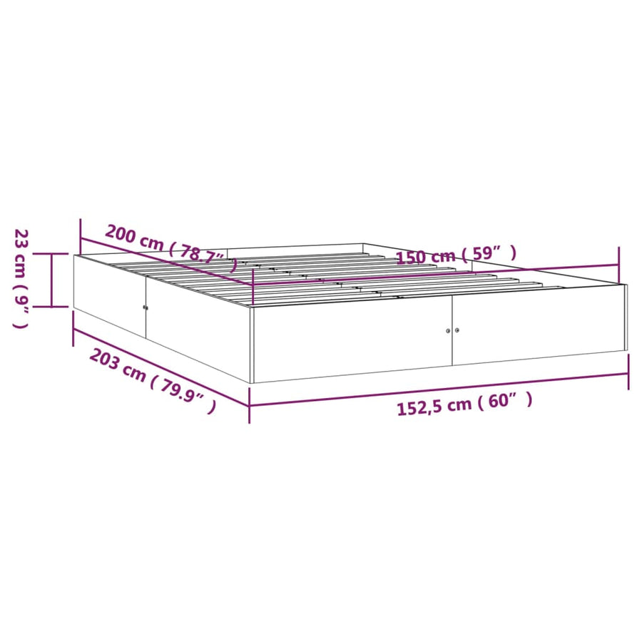 Bed Frame without Mattress White Solid Wood 150x200cm King Size