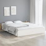 Bed Frame without Mattress White Solid Wood 150x200cm King Size