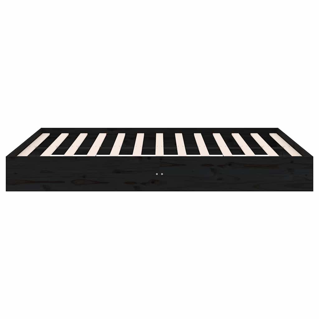 Bed Frame without Mattress Black Solid Wood 150x200 cm