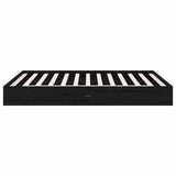 Bed Frame without Mattress Black Solid Wood 150x200 cm - Rear View
