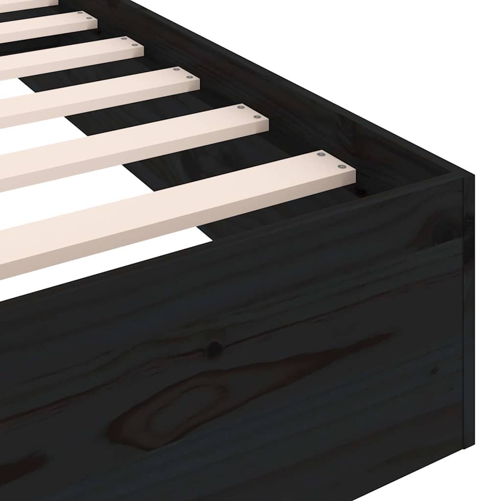 Bed Frame without Mattress Black Solid Wood 150x200 cm