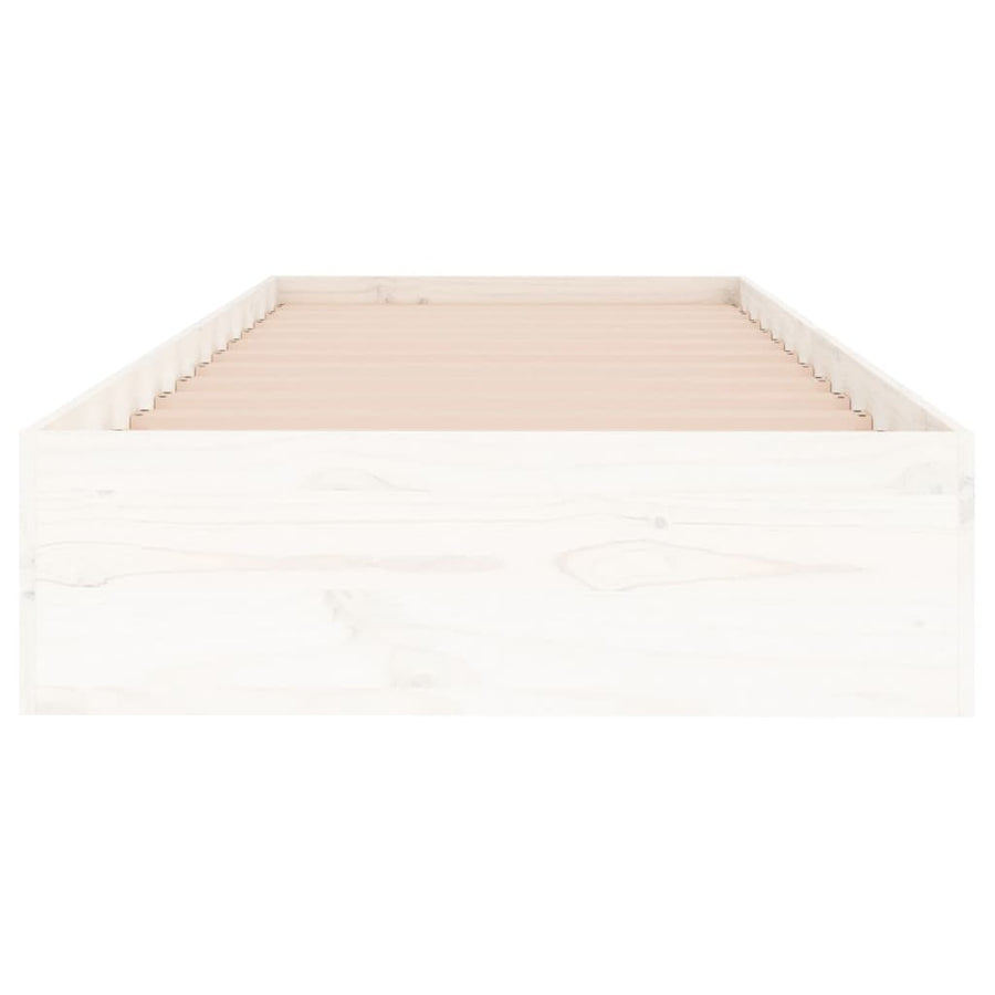 Bed Frame without Mattress White Solid Wood 90x190 cm Single
