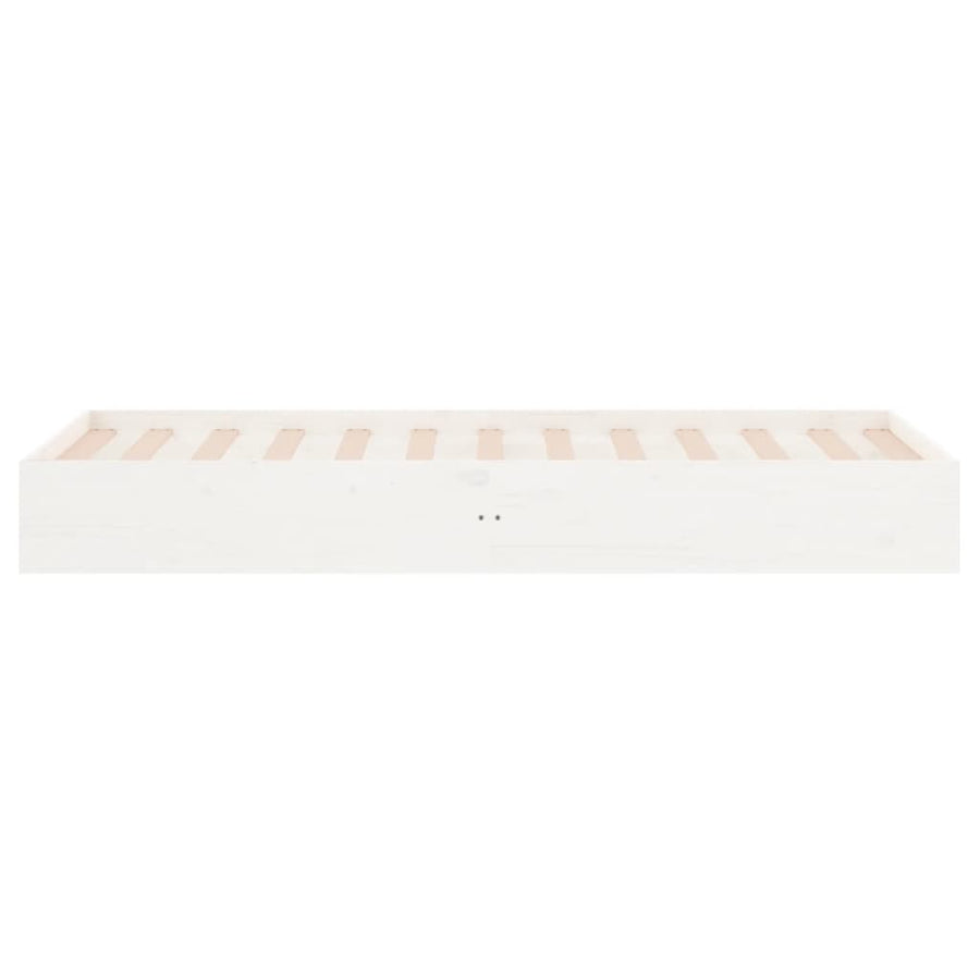 Bed Frame without Mattress White Solid Wood 90x190 cm Single